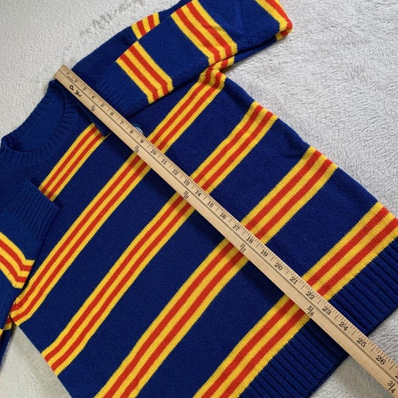 Disney Sweater Mens Small Blue Yellow Striped Donald Duck Knit Pullover Acrylic - Picture 4 of 6